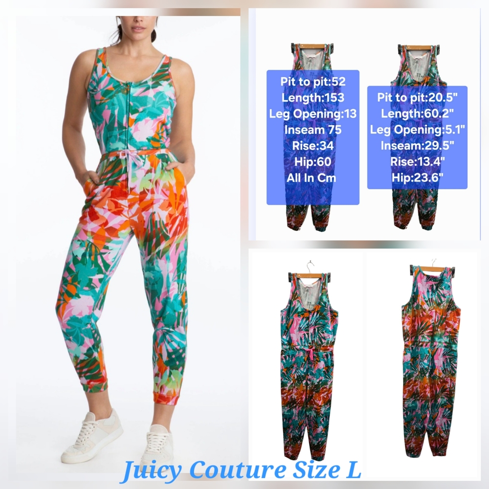 Juicy Couture 100% Cotton Tropical Palm Camo Jumpsuit Size L